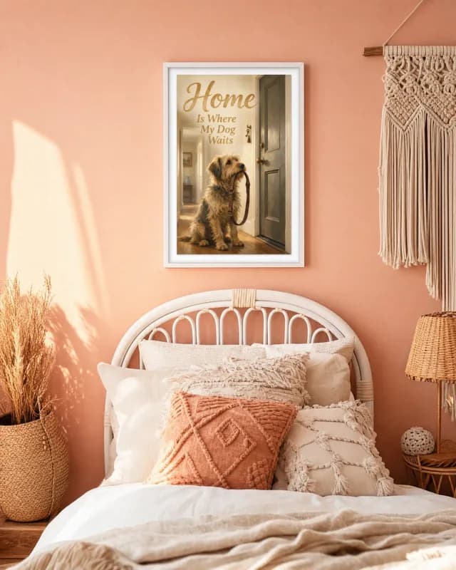 Dog Waiting Door printable wall art preview