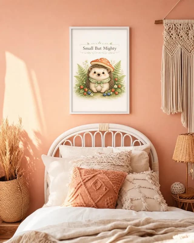 Hedgehog Mushroom printable wall art preview