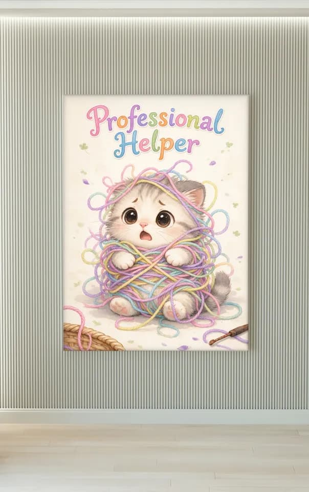 Kitten Yarn Mess printable wall art preview