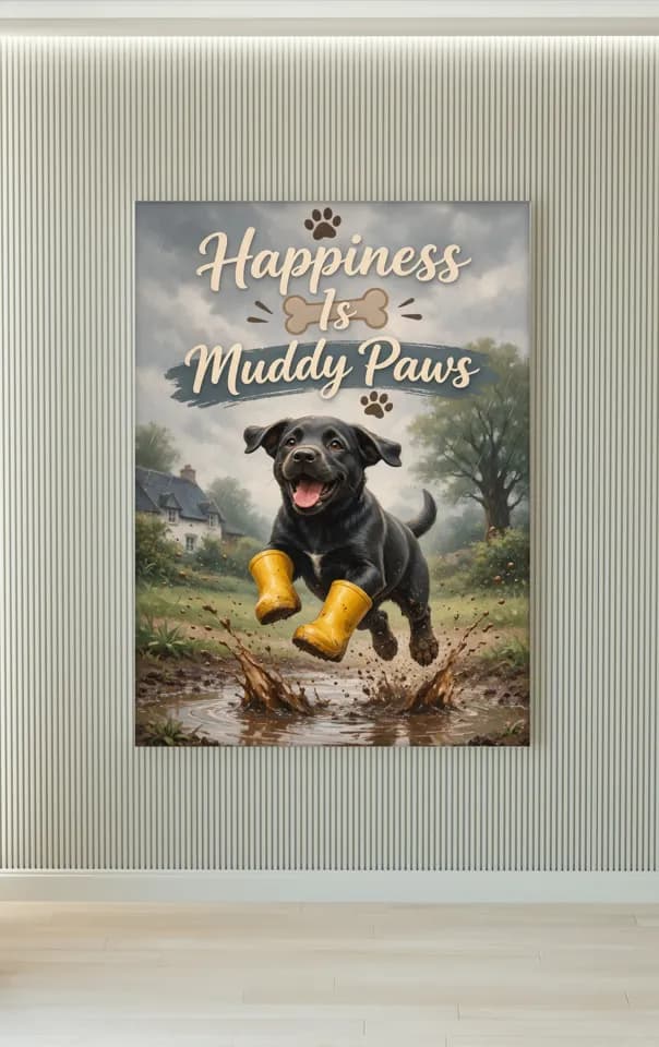 Lab Puppy Puddle printable wall art preview
