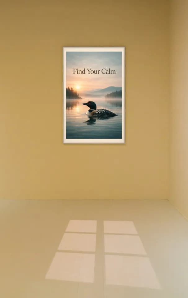 Loon Misty Lake printable wall art preview