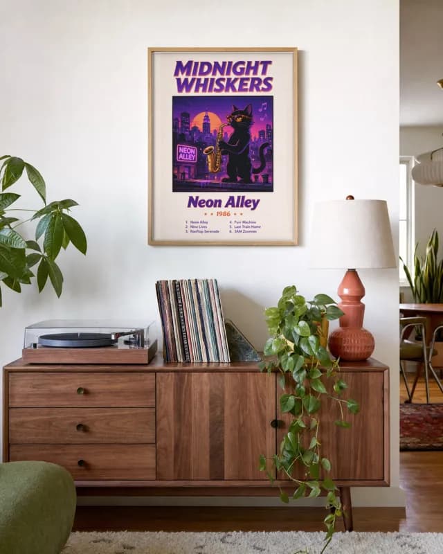 Midnight Whiskers printable wall art preview