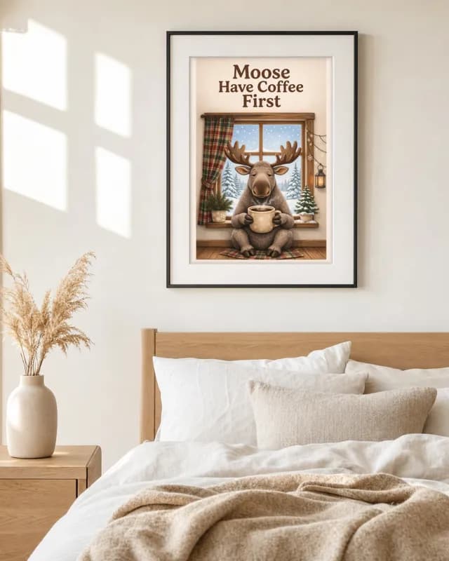 Moose Coffee printable wall art preview