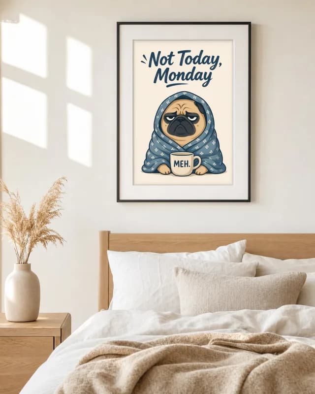 Pug Monday printable wall art preview