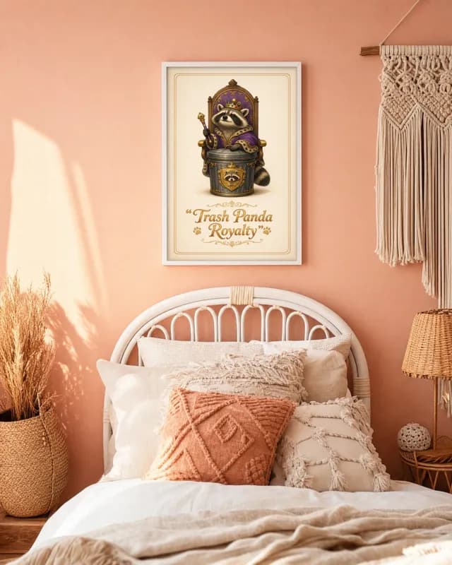 Raccoon Trash Panda King printable wall art preview