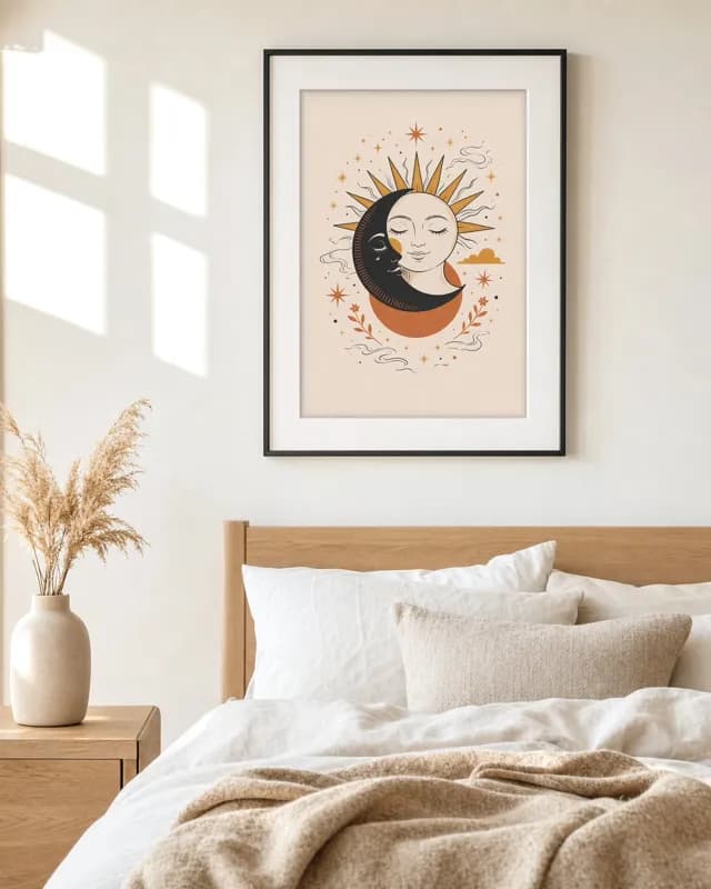 Sun And Moon Embrace printable wall art preview