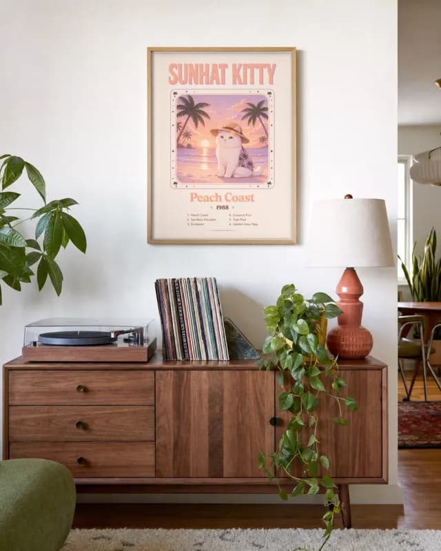 Sunhat Kitty printable wall art preview