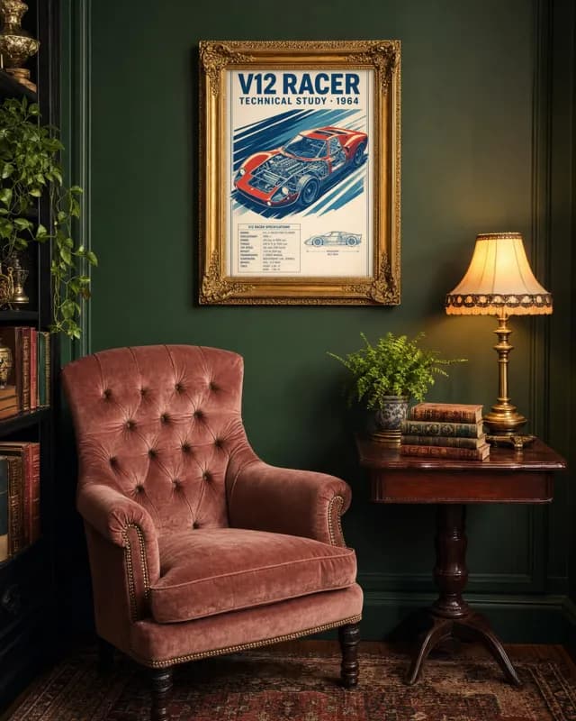 V12 Racer printable wall art preview