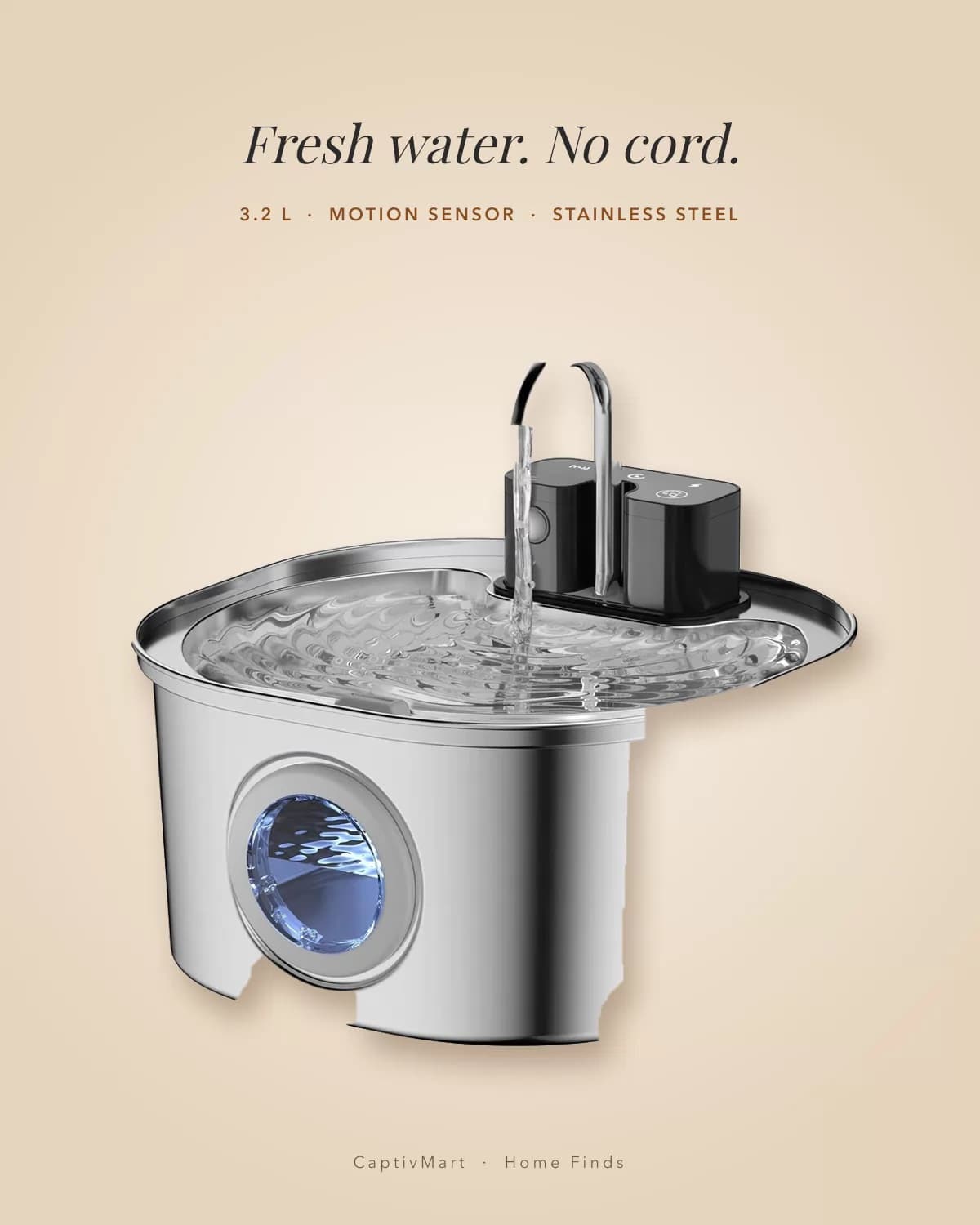 Cordless Cat Water Fountain 3.2L