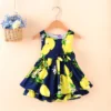 Girls Summer New Style Sleeveless Round Neck Lemon Print